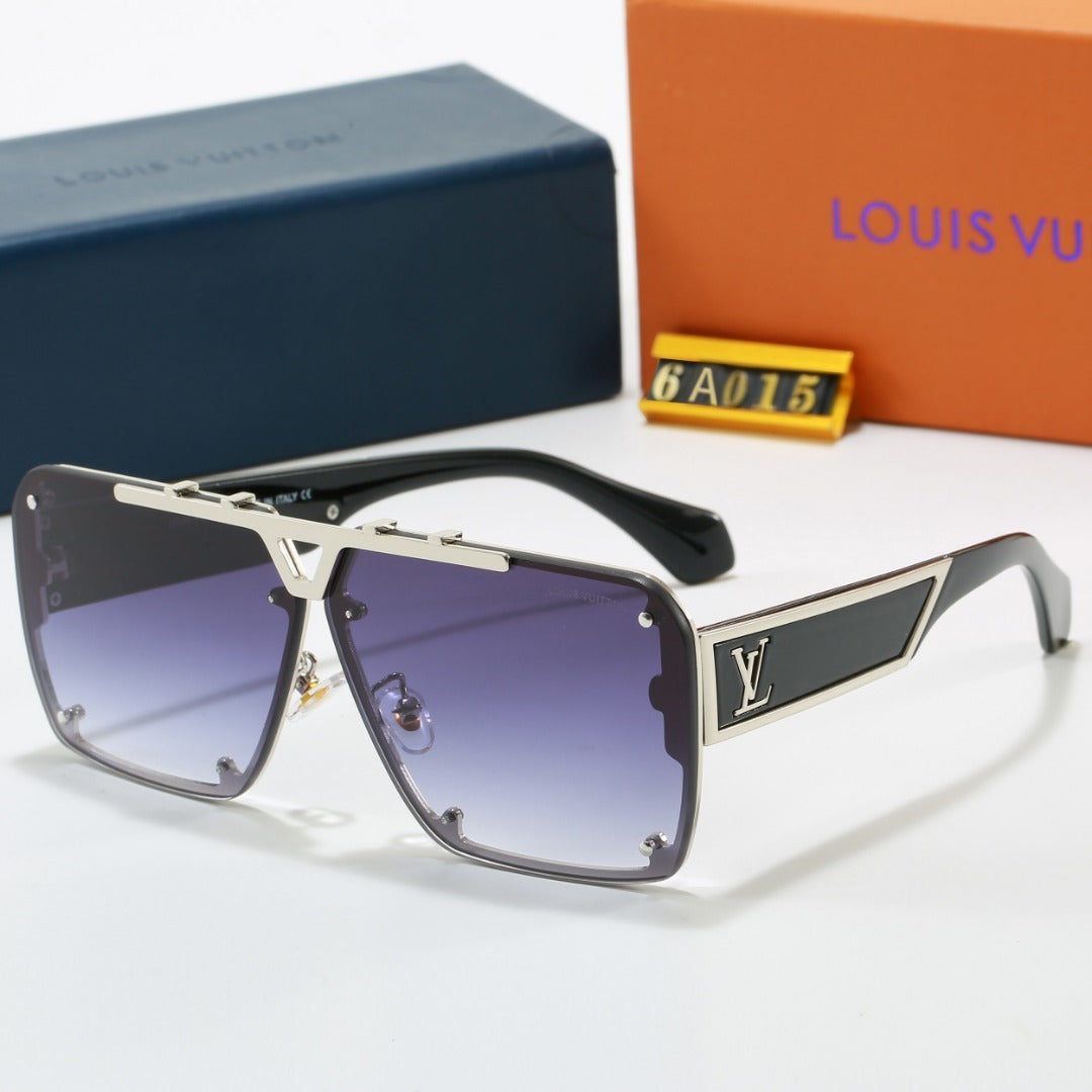 Metal Oversized Frame Sunglasses with Side Metal Logo 6A015
