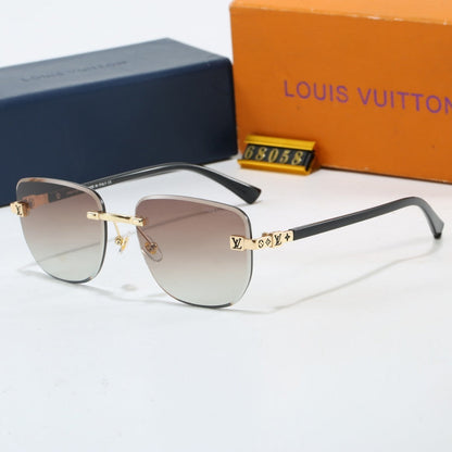 Metal Plaque Rimless Sunglasses