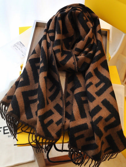 Classic F Embossed Cashmere Scarf