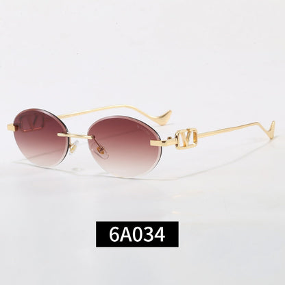 Rimless Oval Sunglasses, UV400 Polarized Fashion Shades 6A034
